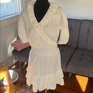 Elegant White Ruffle Dress Les Coyotes de Paris brand.  Kids 18/Women's small.